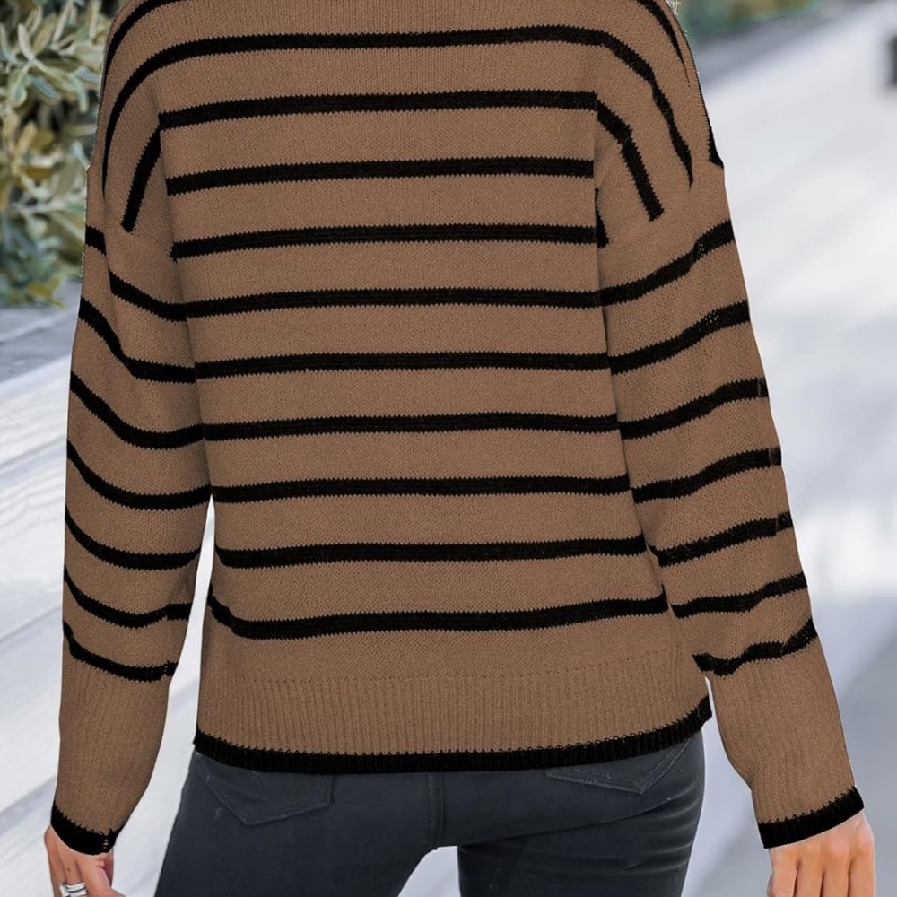 Cupshe Cream and White Striped Sweater